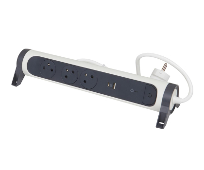 Listwa zasilająca LEGRAND Przedłużacz ochronny - 3 gniazda, USB, USB-C, 1,5m 49417